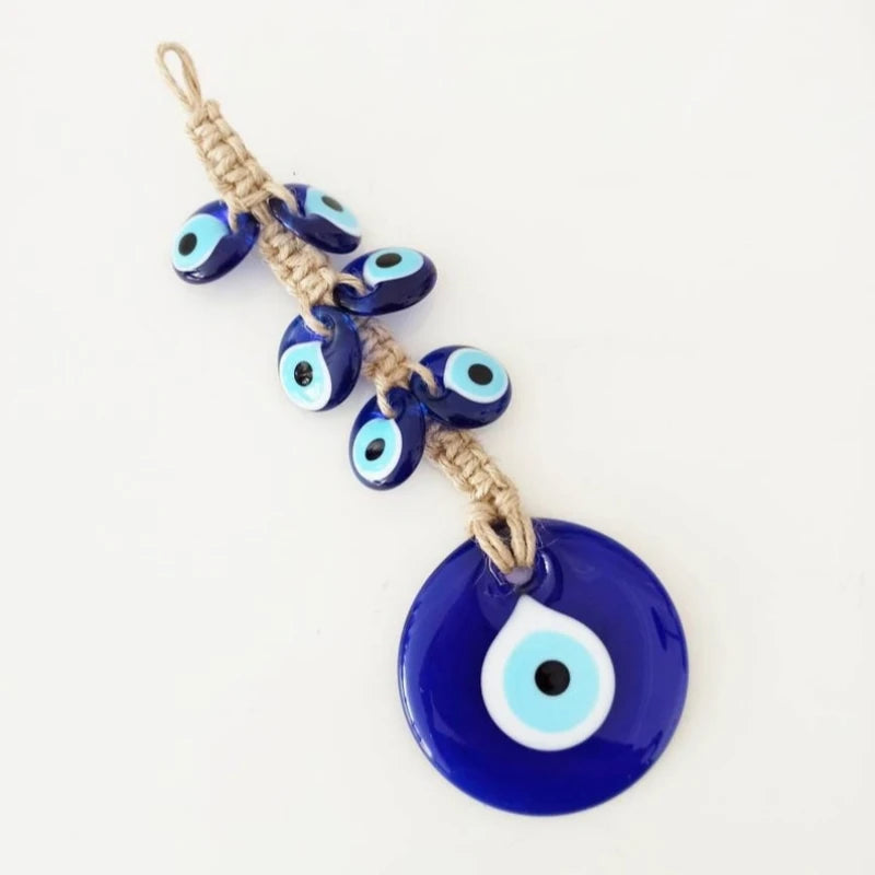 8cm Big Evil Eye Hanging Blue Glass Star of Devid Pendant Solomon Seal Amulet Room Decorate Door Home Ornament Accessory Gift