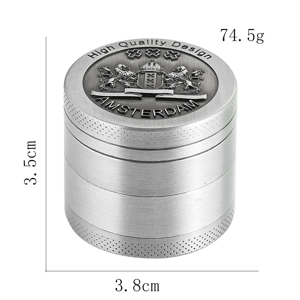 4-layer Herb Spice Grinder Zinc Alloy Amsterdam Herbal Pepper Mill Crusher Grinder Cutter Smoking Accessories Kitchen Tool