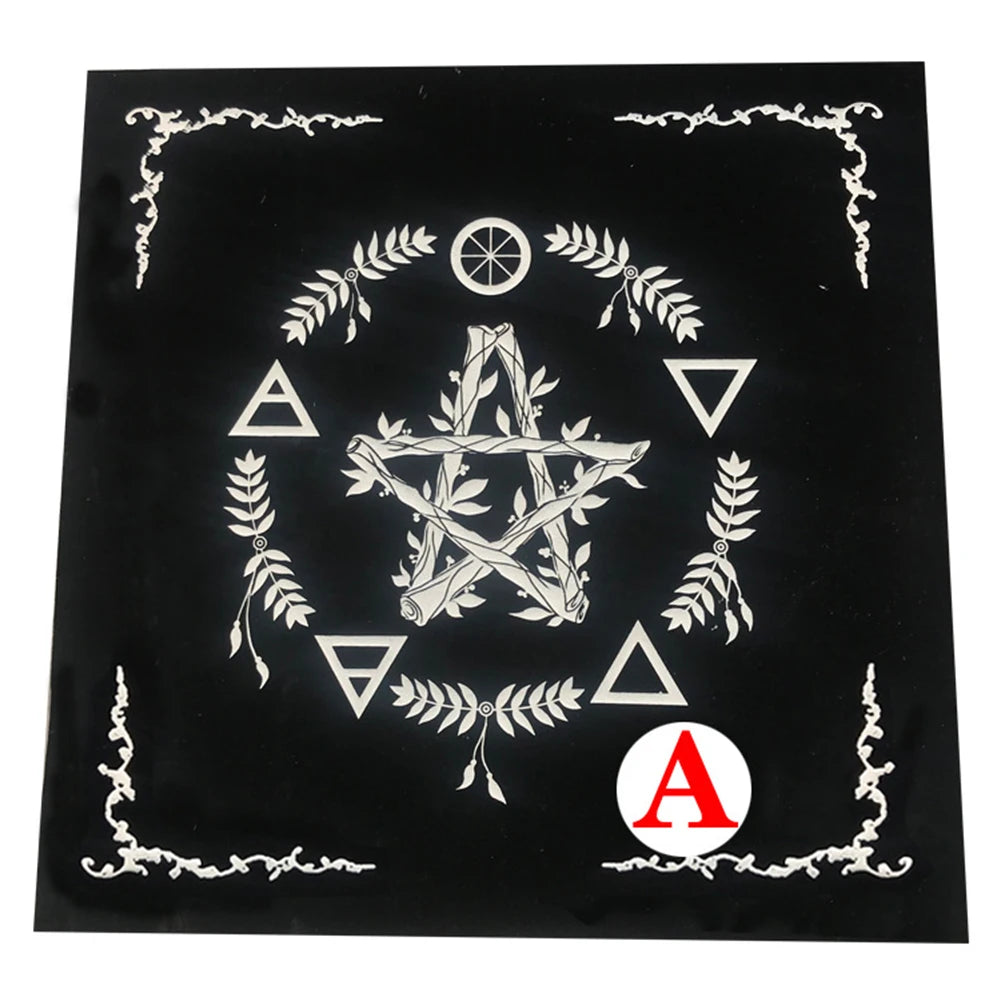 Tarot Card Tablecloth Pentagram Divination Altar Cloth Board Game Fortune Astrology Card Pad Foldable 49x49cm for Solitaire