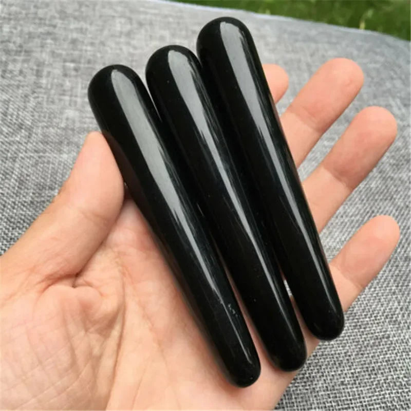 10cm Natural obsidian quartz Massage stick crystal Stone wand Healing 1pc