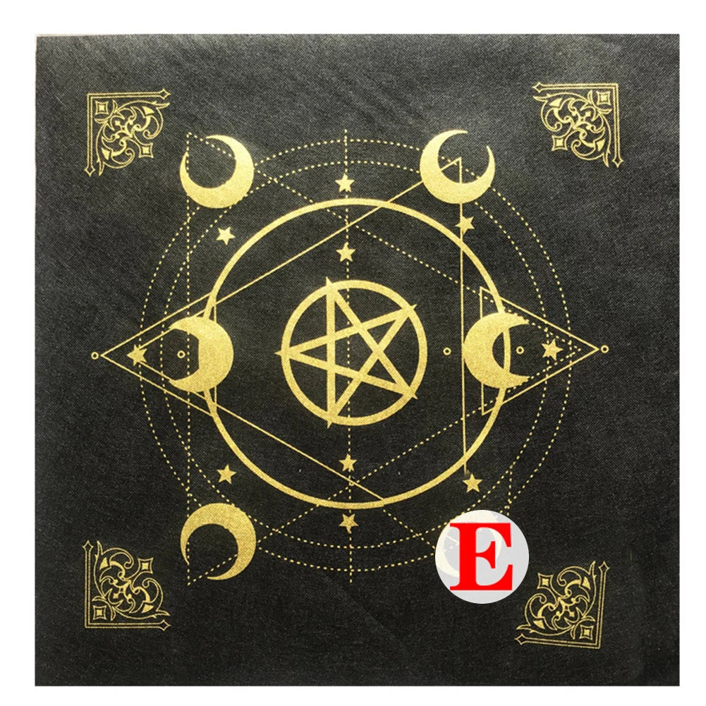 Tarot Card Tablecloth Pentagram Divination Altar Cloth Board Game Fortune Astrology Card Pad Foldable 49x49cm for Solitaire