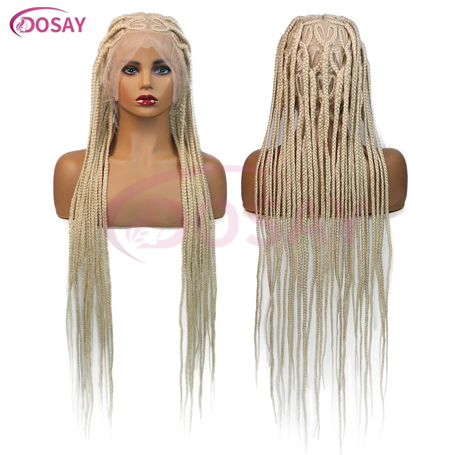 On Sale Heart Box Braids Lace Wig 36 Inches Synthetic Lace Braided Wigs Cornrow Braids Lace Front Wigs For Black Women Clearance