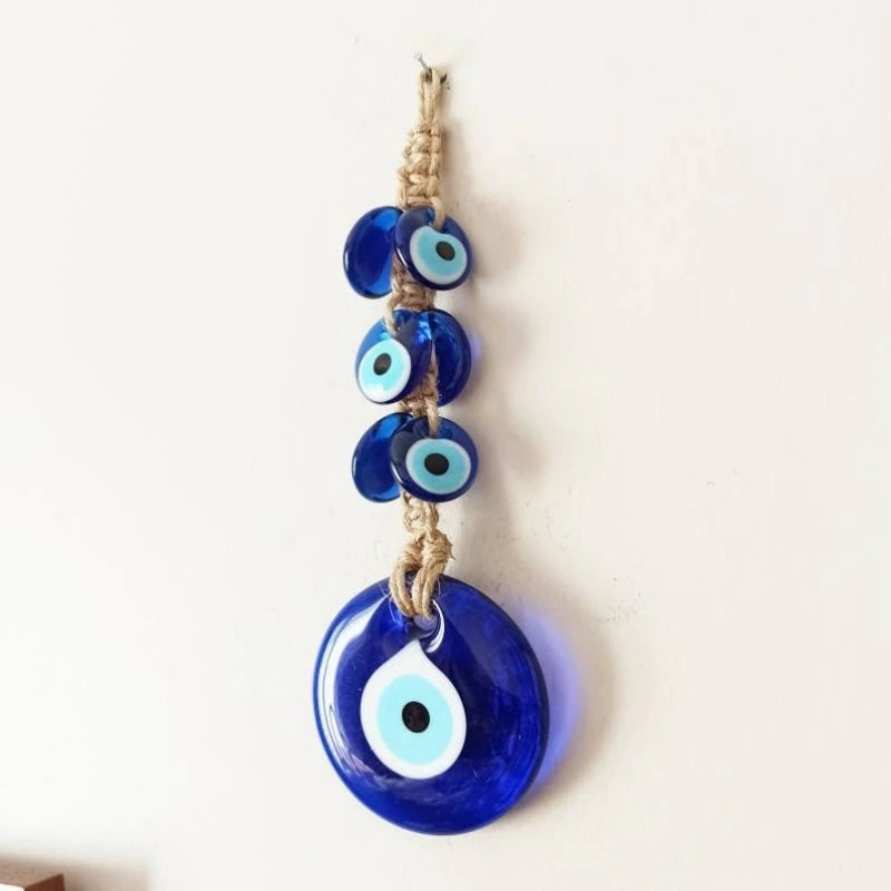 8cm Big Evil Eye Hanging Blue Glass Star of Devid Pendant Solomon Seal Amulet Room Decorate Door Home Ornament Accessory Gift