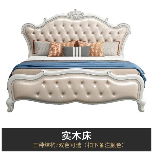 European Luxury Double Bed Modern Whitr King Aesthetic Frame Double Bed High End Sleeping Lit Deux Place Furniture For Bedroom