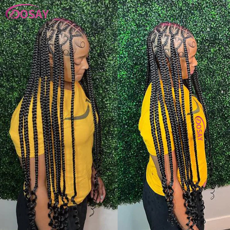 On Sale Heart Box Braids Lace Wig 36 Inches Synthetic Lace Braided Wigs Cornrow Braids Lace Front Wigs For Black Women Clearance