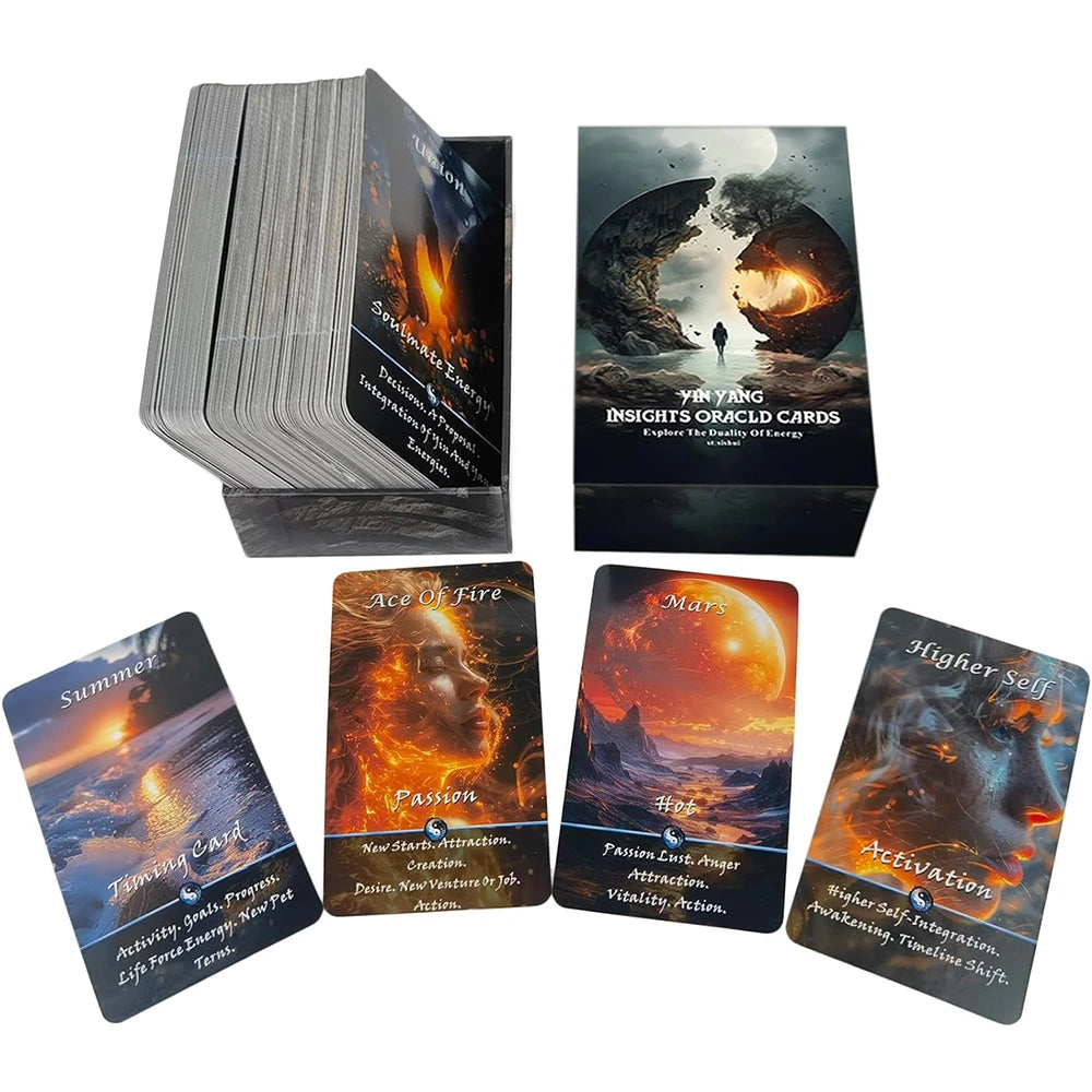 68pcs Planetary Cosmic Energy Self-Awakening 12x7cm Divination Runes Board Game Props English Oracle in Box Tarot Cards