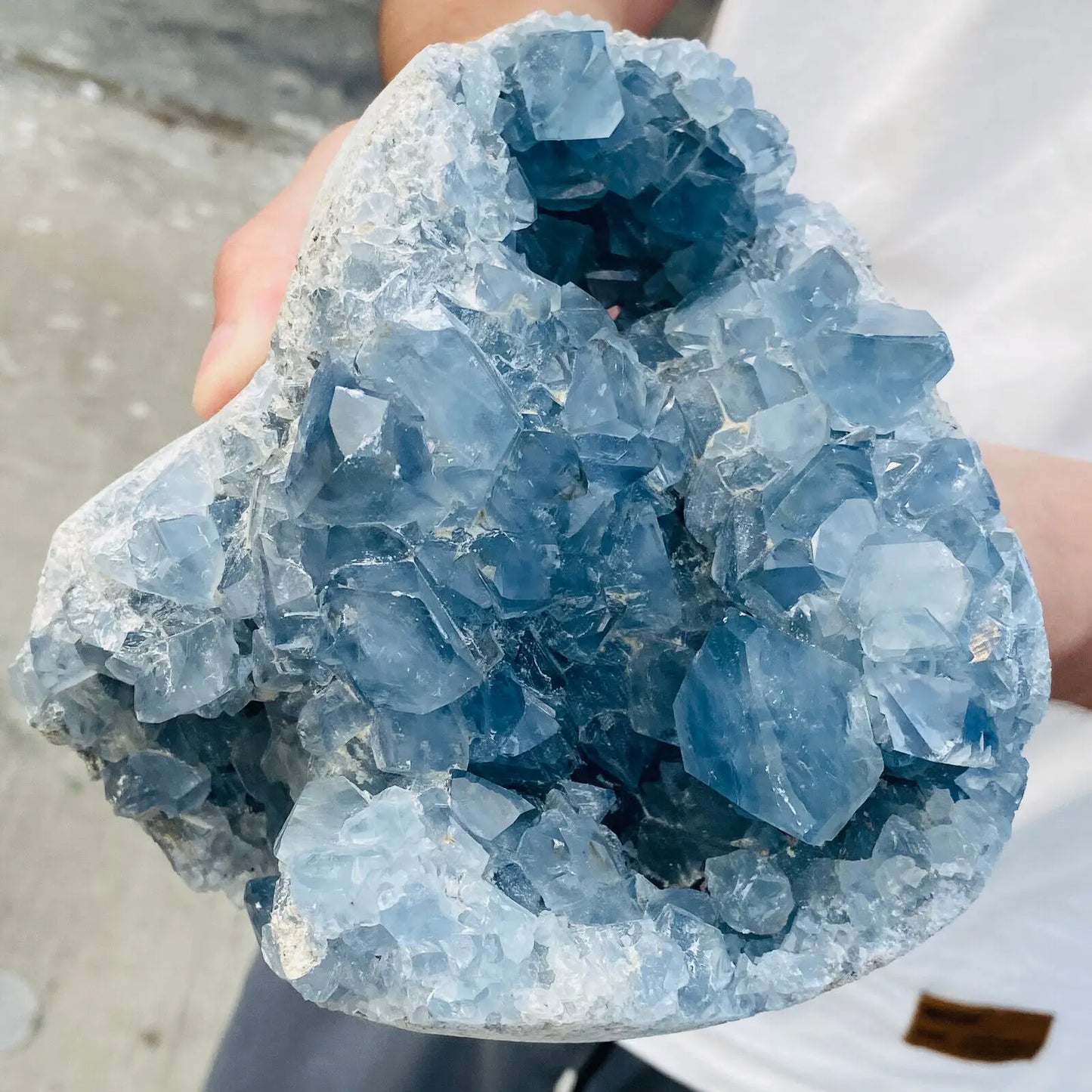 Natural Blue Celestite Geode Quartz Crystal Mineral Specimen Healing