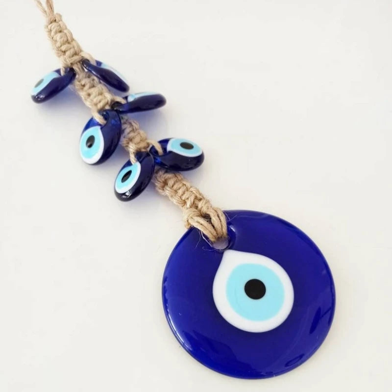 8cm Big Evil Eye Hanging Blue Glass Star of Devid Pendant Solomon Seal Amulet Room Decorate Door Home Ornament Accessory Gift