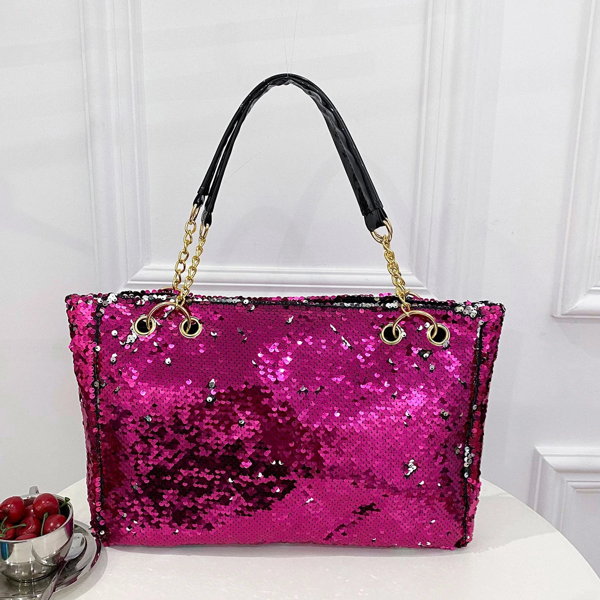 Fashion sequin portable pot bag female large capacity travel single shoulder bag versatile ladies bag