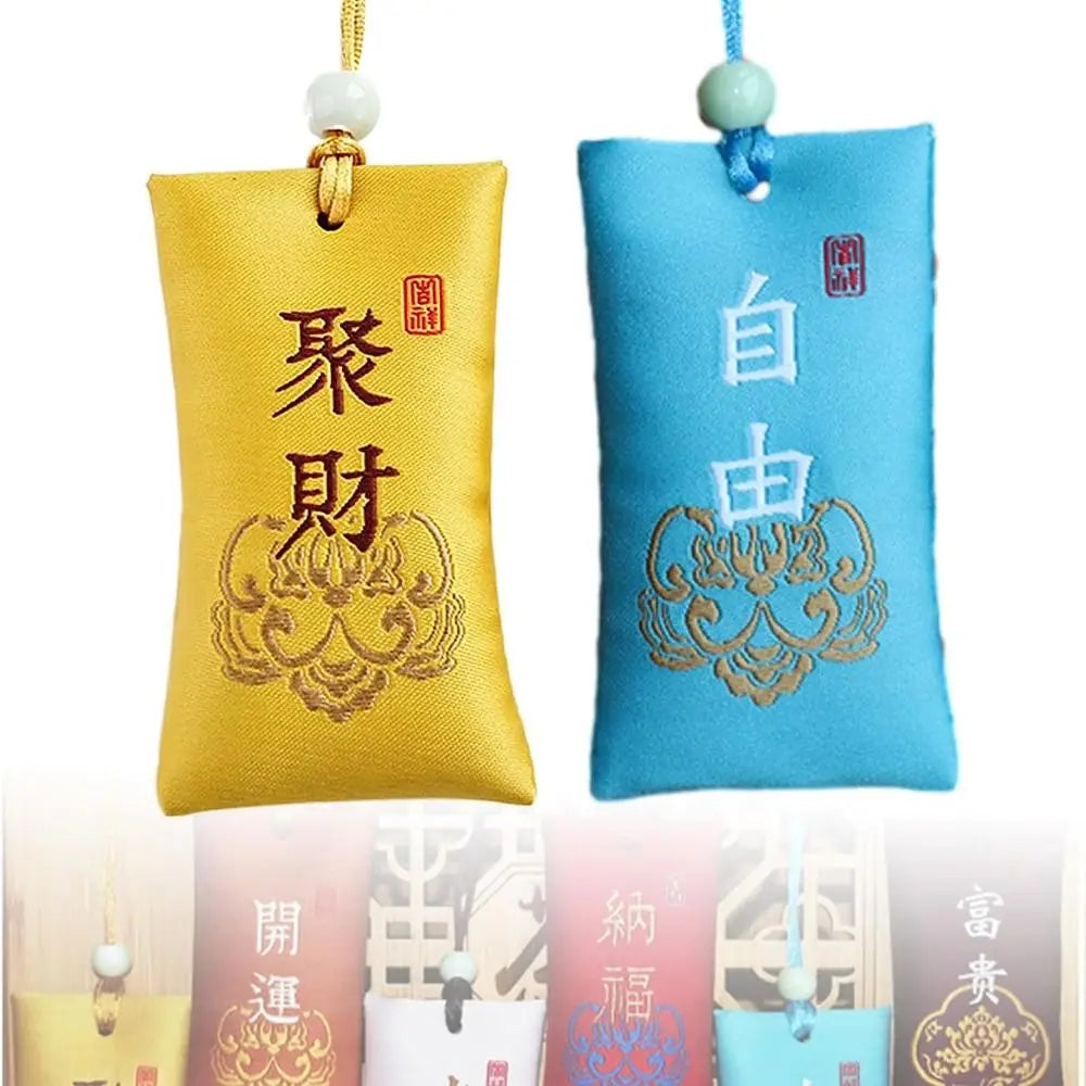 Spiritual Salt With Sachet Buddhist Spiritual Salt Pouch Necklace Blessing Lucky Bag Amulet Blessing Sachets Pendant