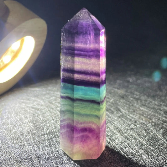 Natural Stone Colorful Fluorite Wand Point Decoration Polished Quartz Crystal Tower Reiki Healing Obelisk