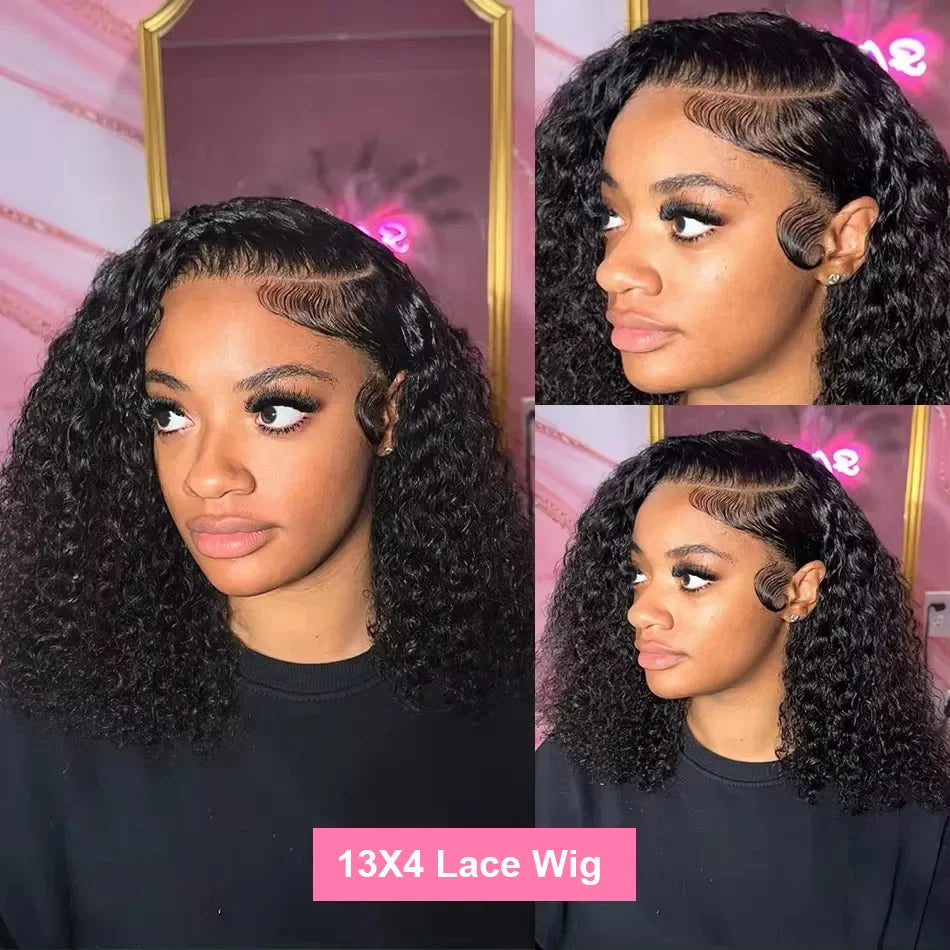 Curly Short Bob Human Hair Wigs 13x4 13X6 HD Lace Frontal Wig Brazilian Deep Wave 5x5 Closure Wig For Women Pre Plucked