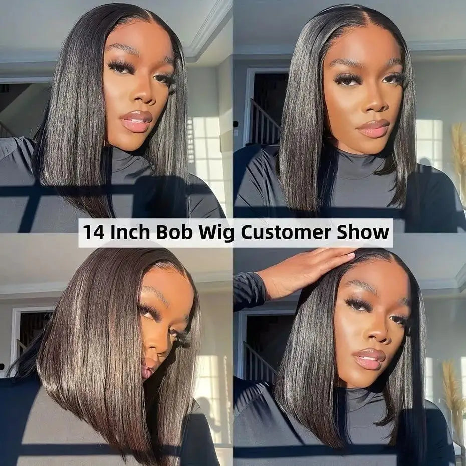 Clearance Sale Human Hair Bob Wig 13x4 Straight Lace Frontal 8-14 Inches Pre Plucked Hair Wigs Brazilian Remy Bone Straight Bob