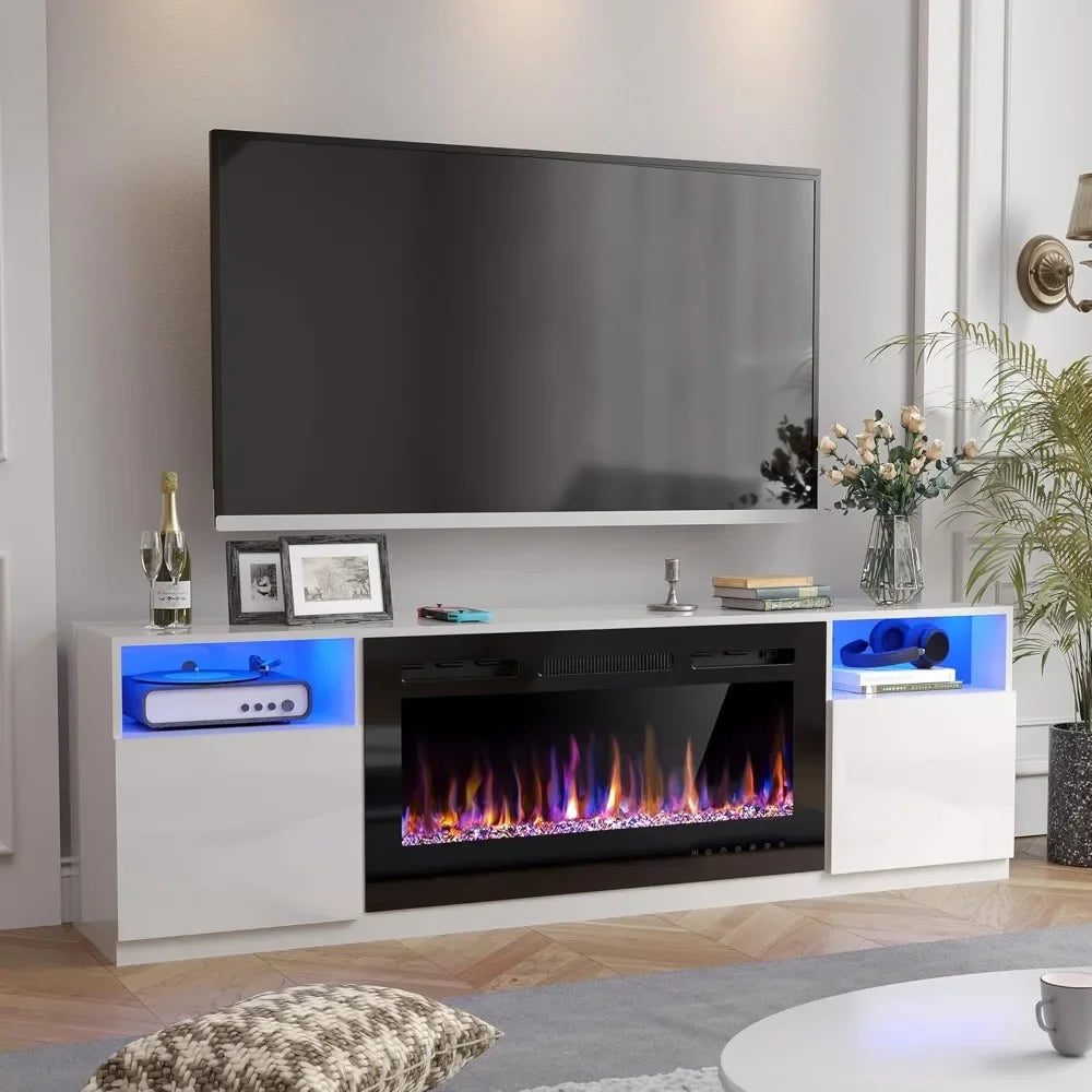 70" Fireplace TV Stand for TVs Up to 80" with 36" Electric Fireplace, TV Console for The Living Room