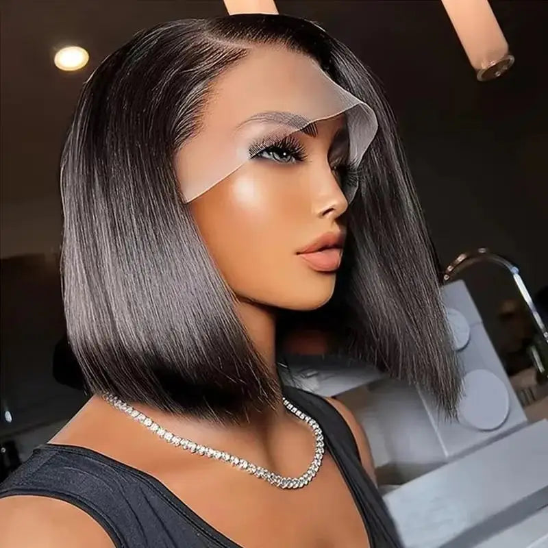 Clearance Sale Human Hair Bob Wig 13x4 Straight Lace Frontal 8-14 Inches Pre Plucked Hair Wigs Brazilian Remy Bone Straight Bob