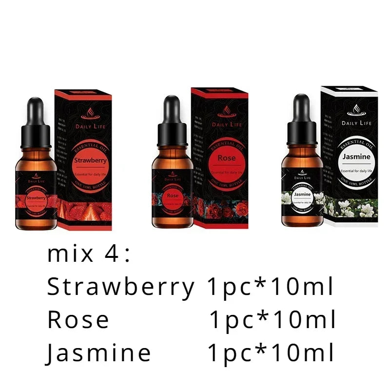 10ml*3pcs Aromatherapy Plant Essential Oil Water-soluble Humidifier Fireless Aromatherapy Refill Liquid Aromatherapy Machine Set