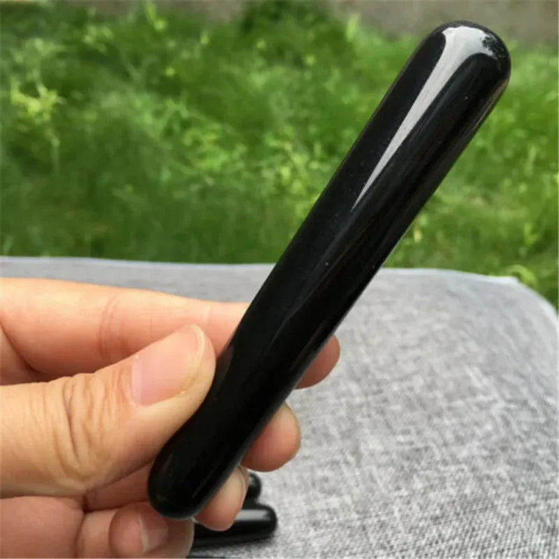 10cm Natural obsidian quartz Massage stick crystal Stone wand Healing 1pc