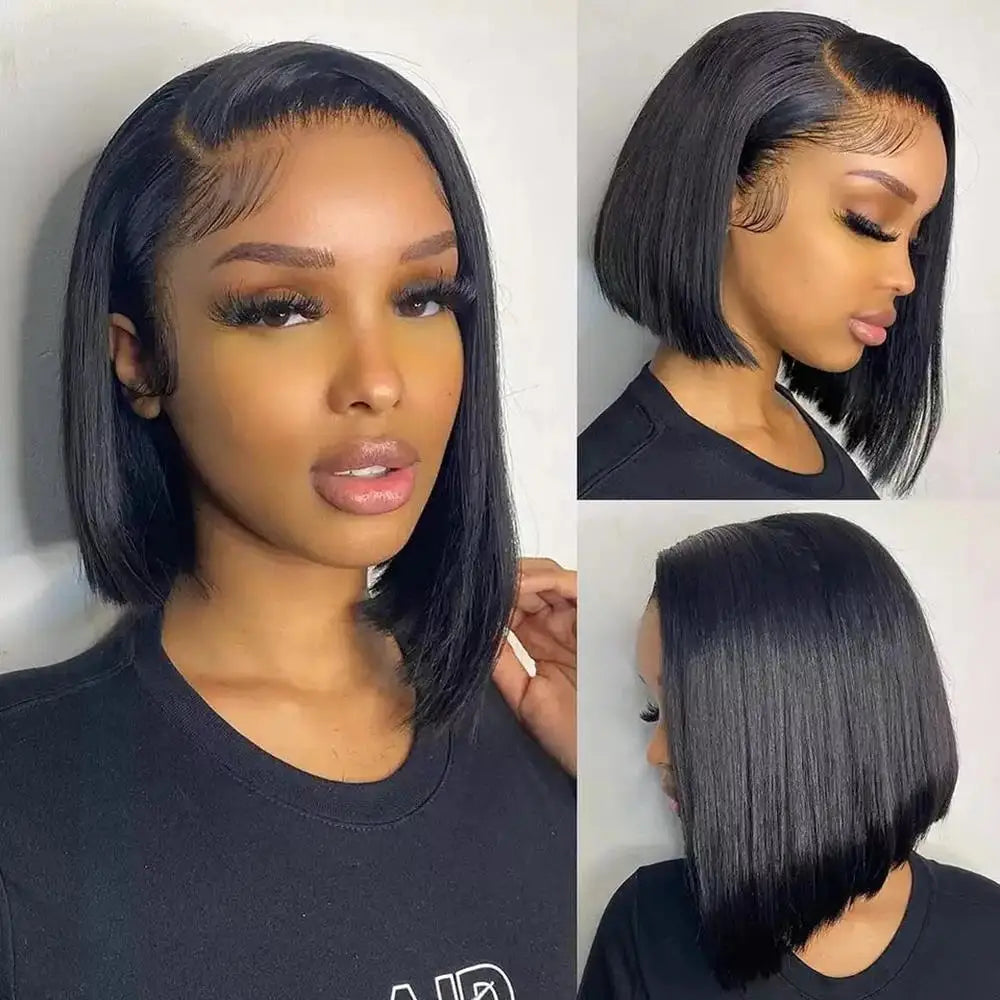 Clearance Sale Human Hair Bob Wig 13x4 Straight Lace Frontal 8-14 Inches Pre Plucked Hair Wigs Brazilian Remy Bone Straight Bob