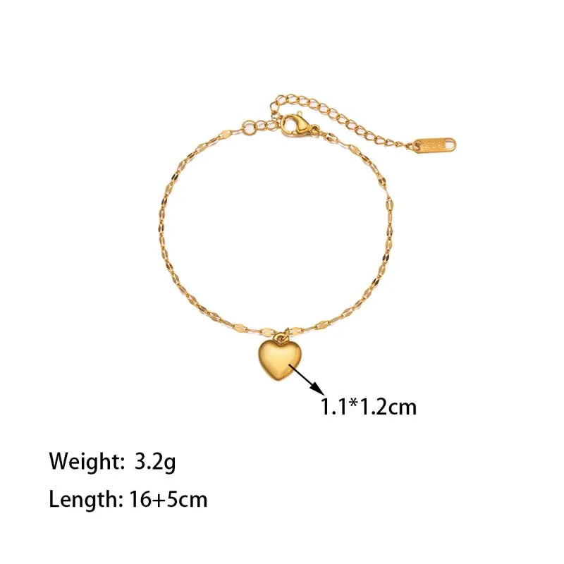 Stainless Steel Love Heart Pendant Necklace Earrings Set For Women 2025 New Trendy Gold Color Lip Chain Necklace Jewelry Gift