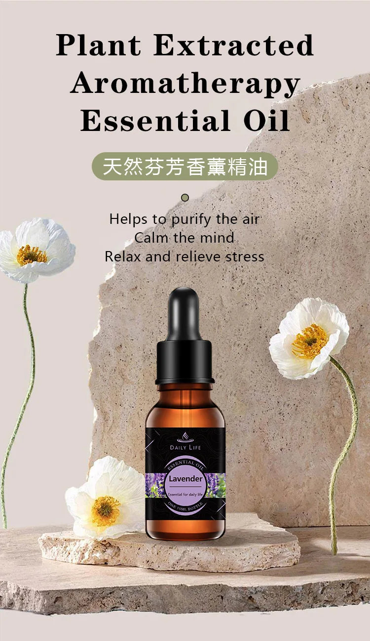 10ml*3pcs Aromatherapy Plant Essential Oil Water-soluble Humidifier Fireless Aromatherapy Refill Liquid Aromatherapy Machine Set