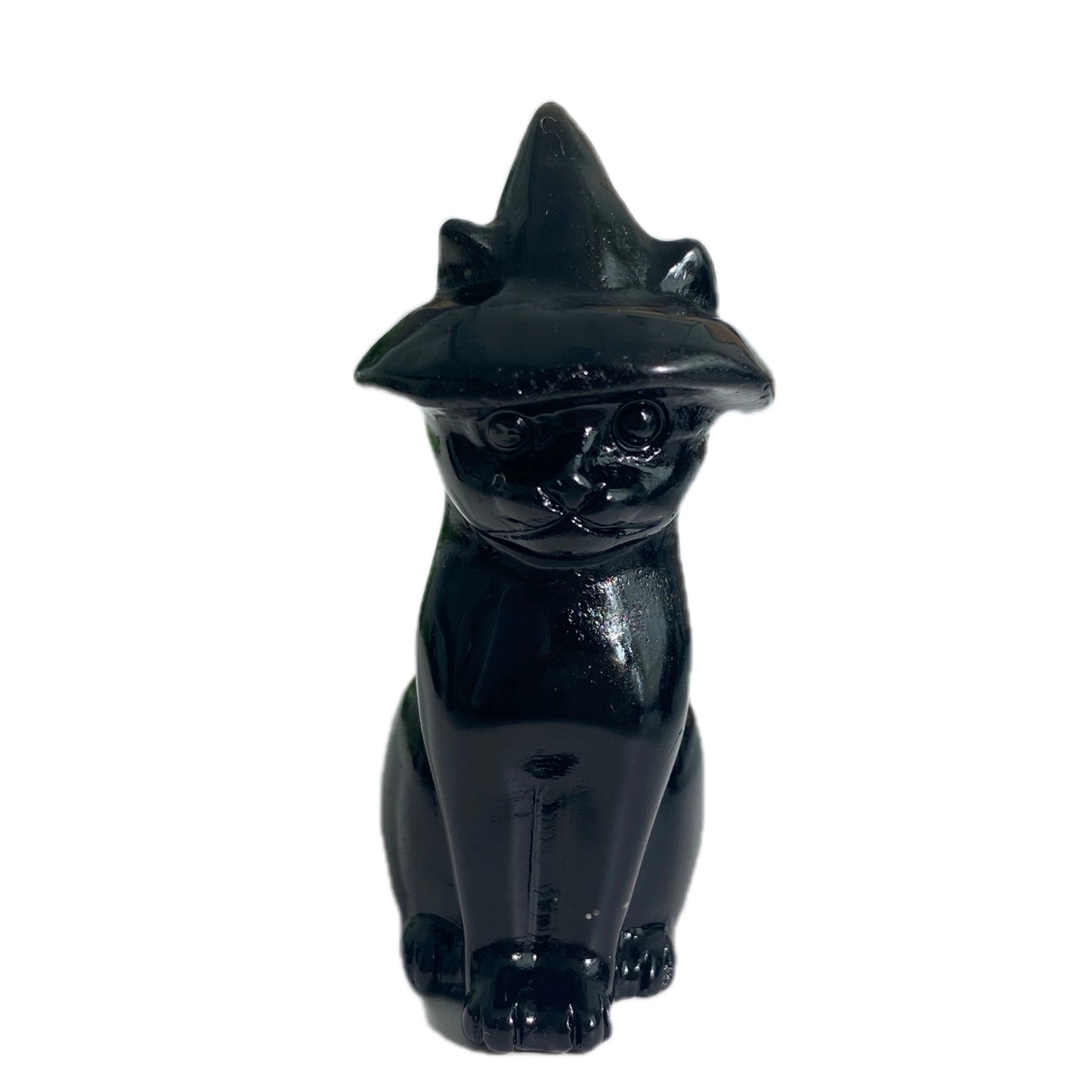 1PC High Quality Halloween Obsidian Wizard Cat Natural Crystal Carving,Gemstone Jewelry,Glitter, Healing crystal,Women gift