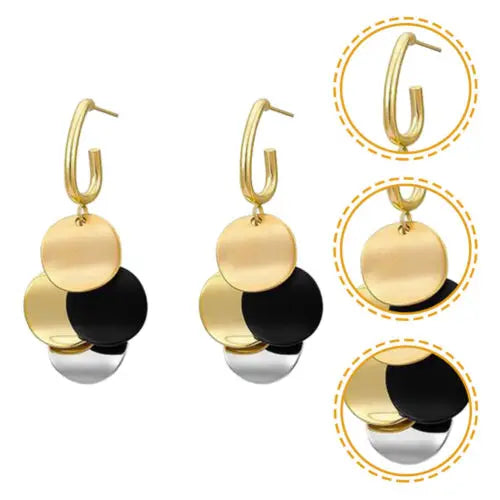 Metal Disc Dangle Hoop Earrings Glossy Stud Earrings for Women Gift Matching Jewelry Wholesale