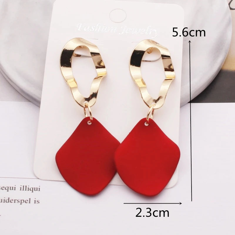 New Fashion Round Waterdrop Pendant Earrings for Women Geometric Metal Square Dangle Ear Jewelry oorbellen