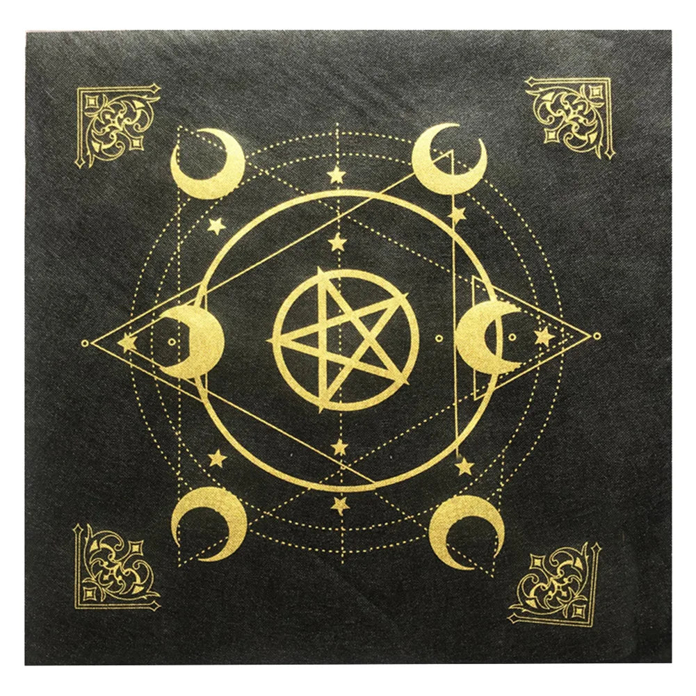 Tarot Card Tablecloth Pentagram Divination Altar Cloth Board Game Fortune Astrology Card Pad Foldable 49x49cm for Solitaire