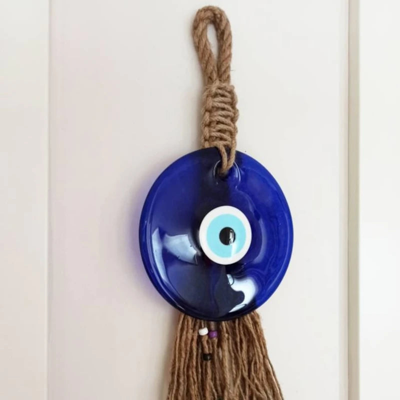 8cm Big Evil Eye Hanging Blue Glass Star of Devid Pendant Solomon Seal Amulet Room Decorate Door Home Ornament Accessory Gift