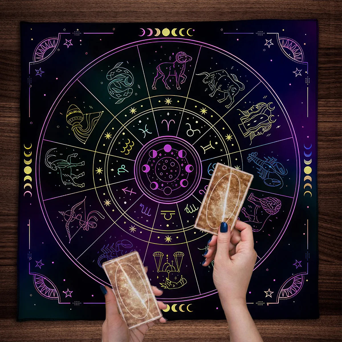 Tarot Tablecloth 12 Constellations Divination Altar Cloth Board Game Witchcraft Astrology Oracle Cards Pads For Room Home Decor