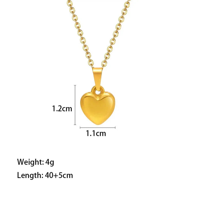 Stainless Steel Love Heart Pendant Necklace Earrings Set For Women 2025 New Trendy Gold Color Lip Chain Necklace Jewelry Gift