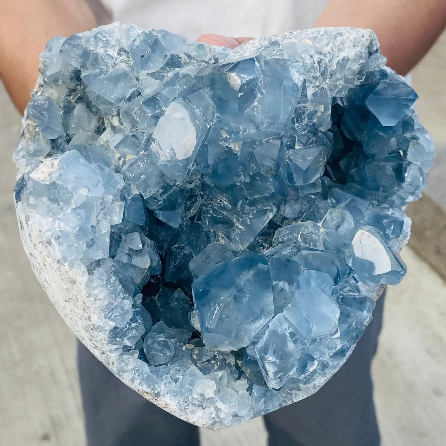 Natural Blue Celestite Geode Quartz Crystal Mineral Specimen Healing