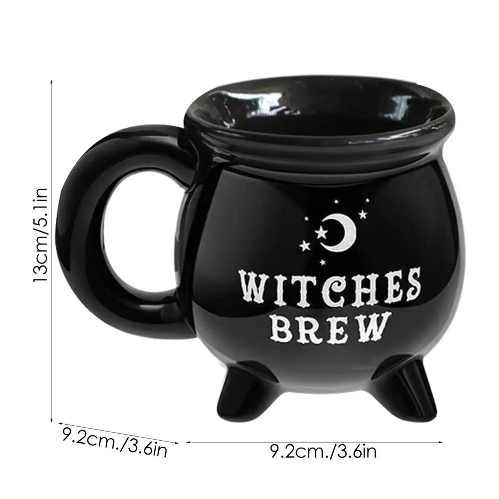 Creative Witches Brew Witch Cauldron Coffee Mug Black Ceramic Coffee Cups Halloween Tabletop Decoration for Halloween