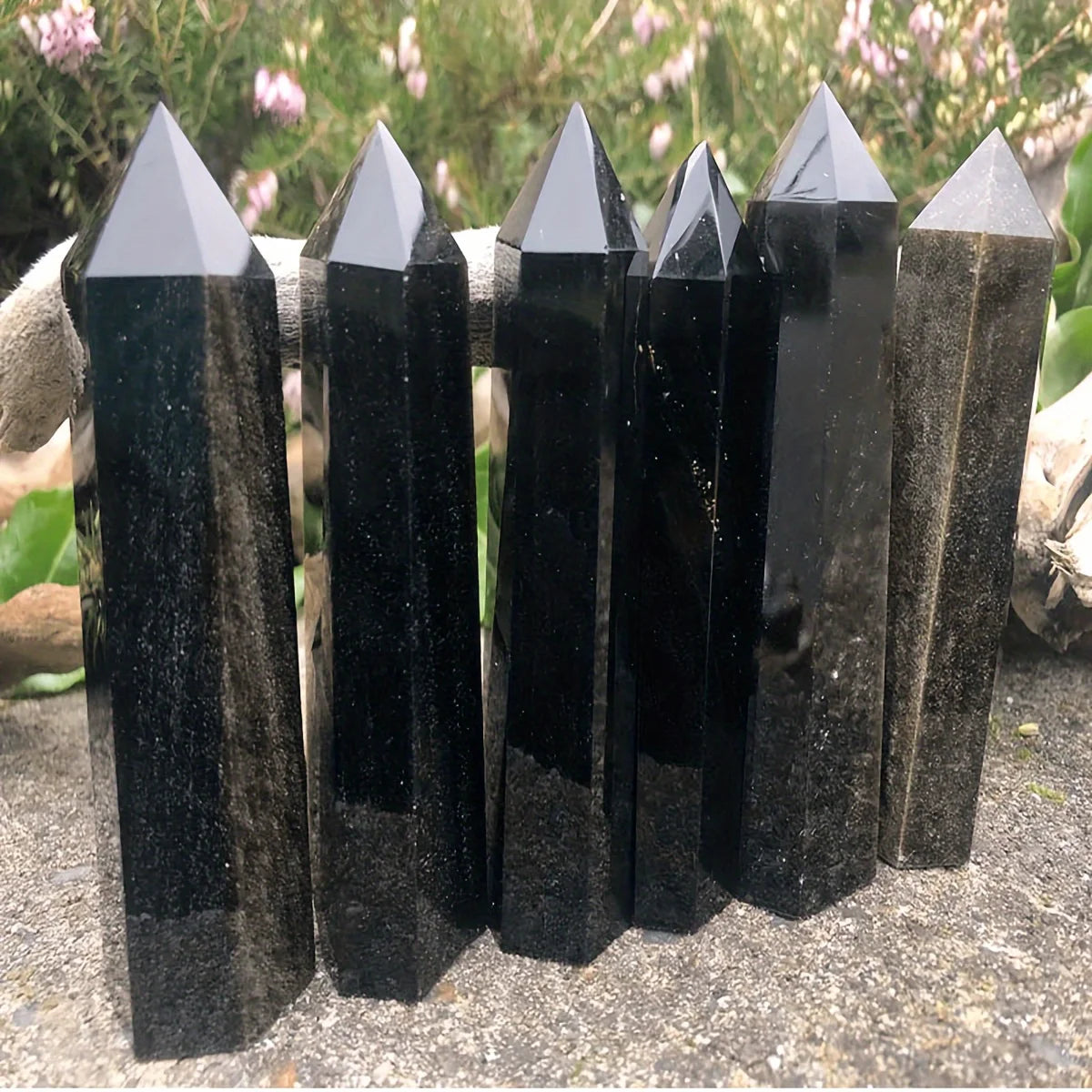 1pc Natural Crystals Point Wand, Golden Obsidian Column Chakra, Perfect For Home Decoration & Crafts, Fengshui Energy