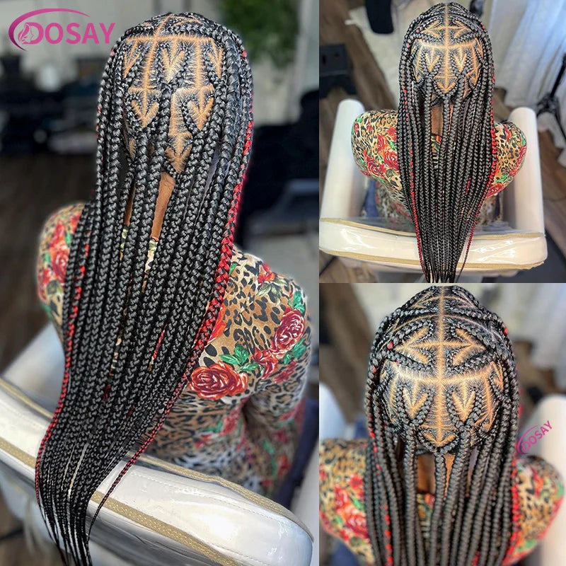 On Sale Heart Box Braids Lace Wig 36 Inches Synthetic Lace Braided Wigs Cornrow Braids Lace Front Wigs For Black Women Clearance