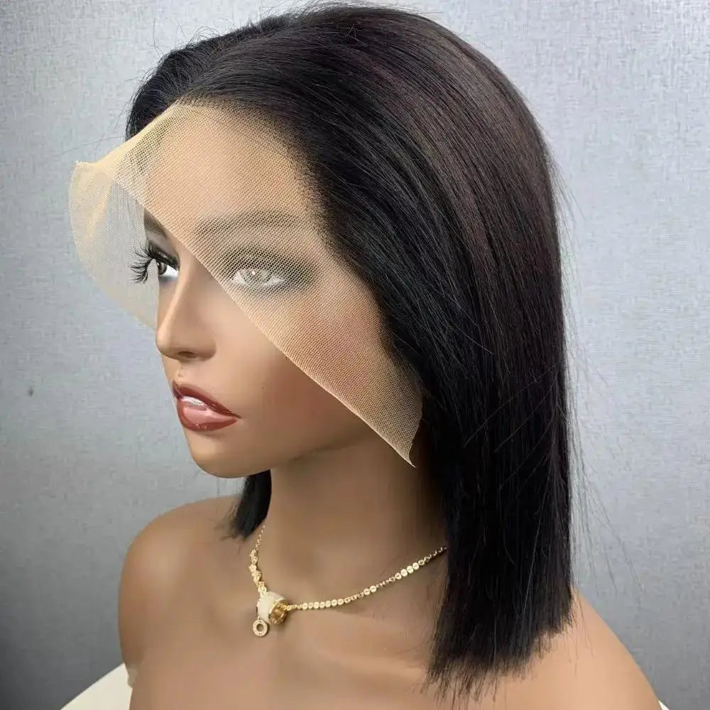 Clearance Sale Human Hair Bob Wig 13x4 Straight Lace Frontal 8-14 Inches Pre Plucked Hair Wigs Brazilian Remy Bone Straight Bob