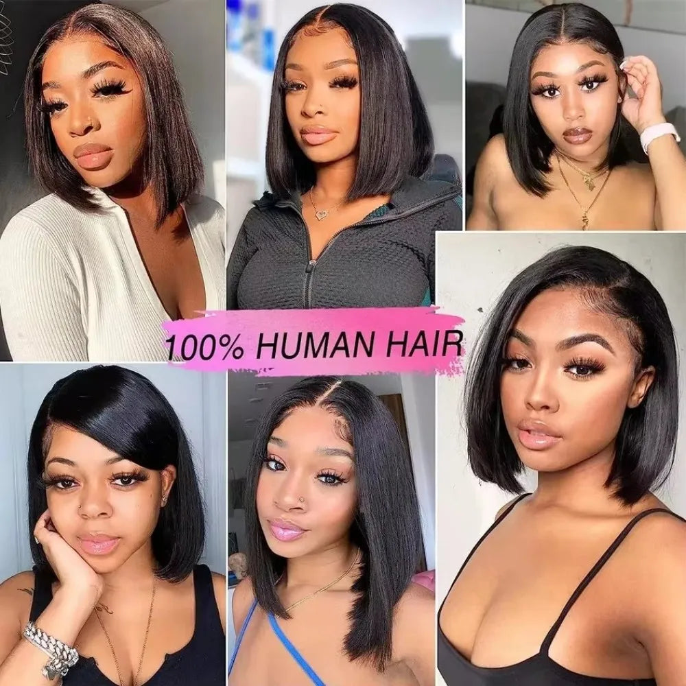 Wear and Go Glueless Wig Bob Human Hair Straight Short Bob Wig Human Hair Gluleless Wigs For Beginner Lace Closure Wig For Women