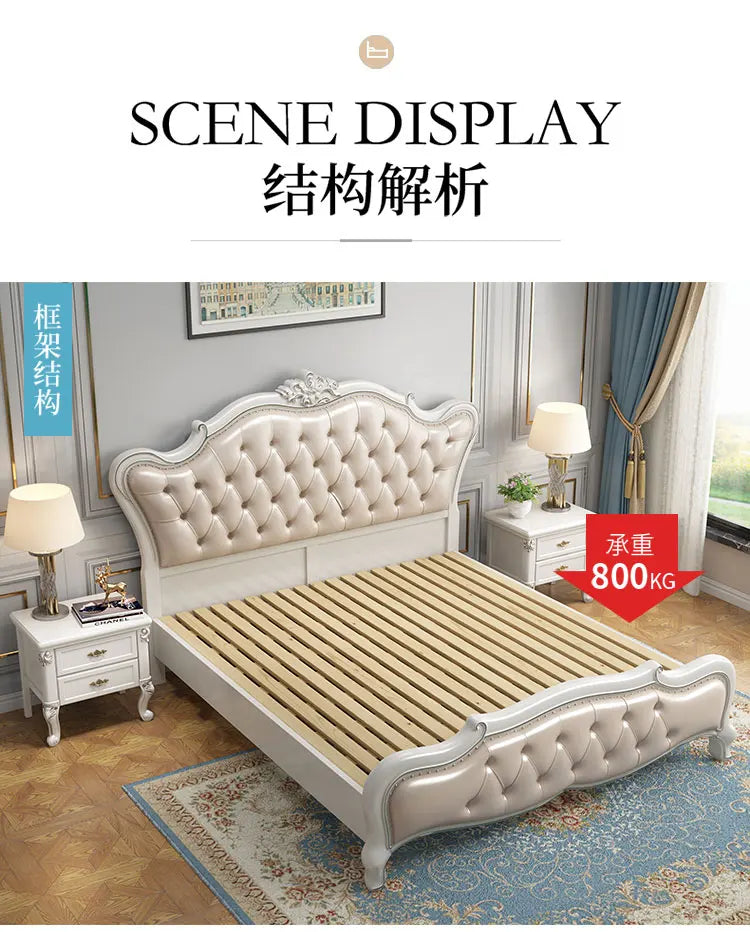 European Luxury Double Bed Modern Whitr King Aesthetic Frame Double Bed High End Sleeping Lit Deux Place Furniture For Bedroom