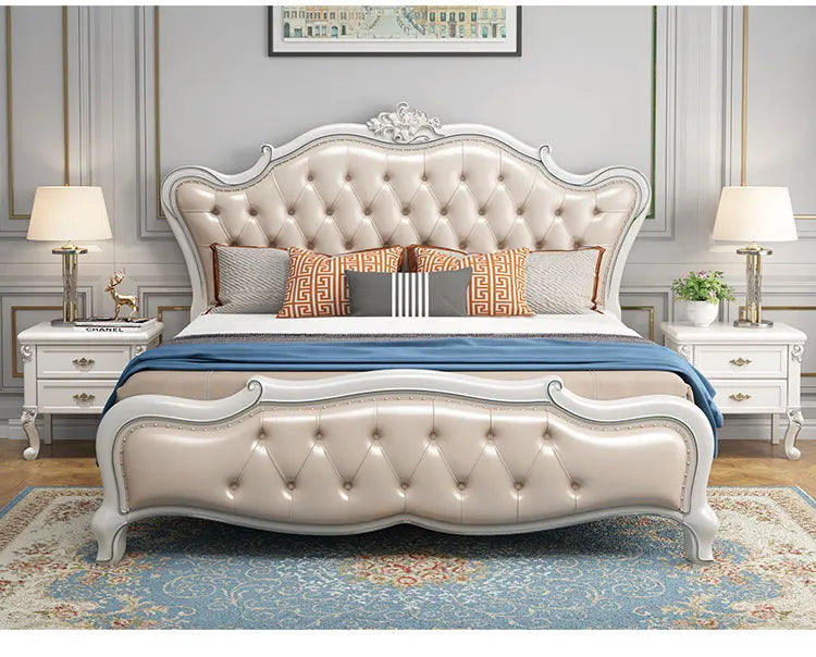 European Luxury Double Bed Modern Whitr King Aesthetic Frame Double Bed High End Sleeping Lit Deux Place Furniture For Bedroom