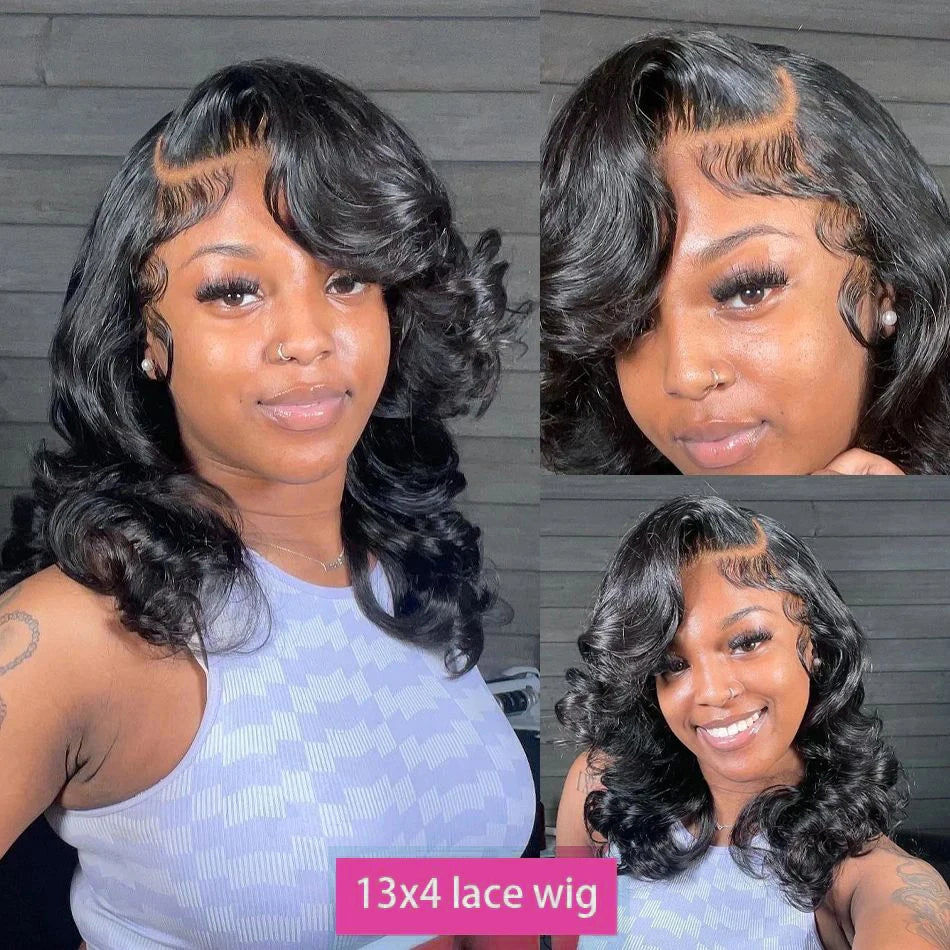 Short Bob Wig Human Hair 13x4 Lace Front Wig Body Wave Brazilian Remy Short Bob Wigs 200 Density 4x4 Lace Closure Body Wave Wigs