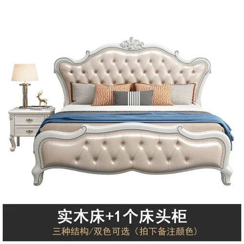 European Luxury Double Bed Modern Whitr King Aesthetic Frame Double Bed High End Sleeping Lit Deux Place Furniture For Bedroom