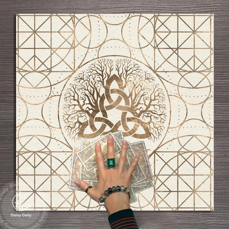 Tree of Life Pendulum Divination Altar Tablecloth Board Game Tarot Pad Rune Table Cloth Astrology Oracles Board Game Mat Square