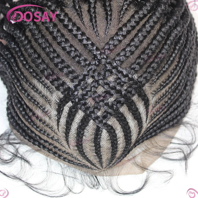 36" Cornrow Braids Hair Wig Synthetic Braided Wigs For Women Full Lace Cornrow Braid Wig Braid African Knotless Box Braided Wigs