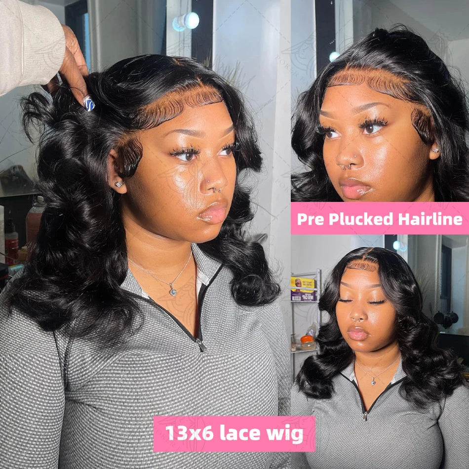 Brazilian Body Wave Short Bob 13x4 13x6 HD Transparent Lace Front Human Hair Wigs 5x5 high density Pre Plucked Lace Frontal Wig