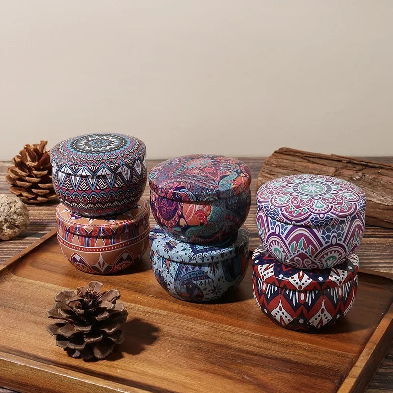 Retro Ethnic Style Iron Can Smoke-free Aromatherapy Candle Bedroom Living Room Handmade Soy Wax Scented Candle Home Decoration