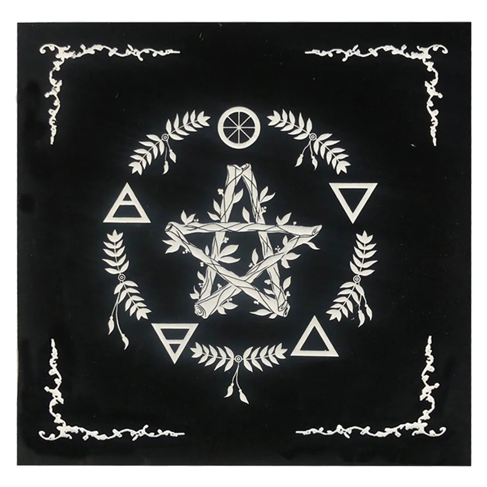 Tarot Card Tablecloth Pentagram Divination Altar Cloth Board Game Fortune Astrology Card Pad Foldable 49x49cm for Solitaire