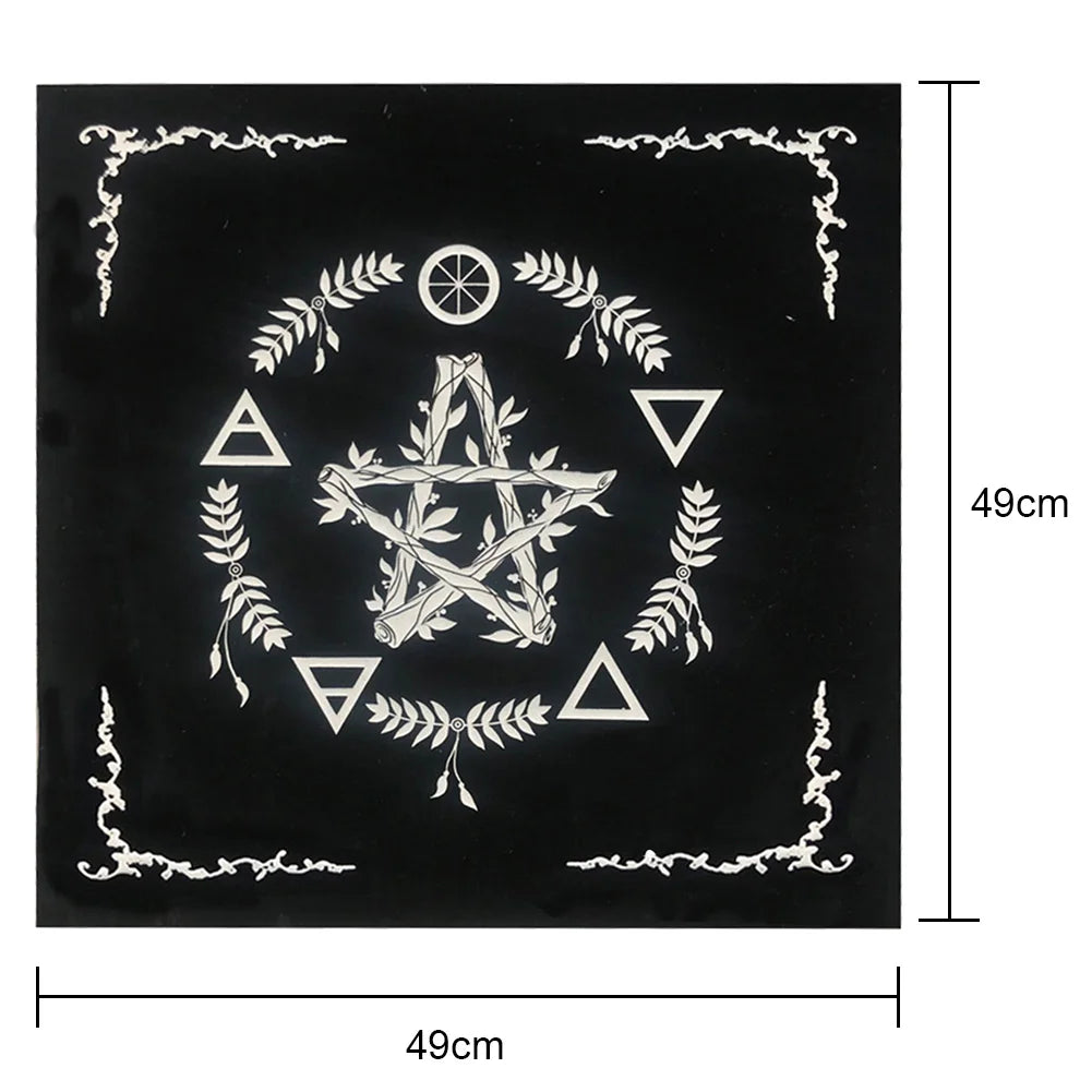 Tarot Card Tablecloth Pentagram Divination Altar Cloth Board Game Fortune Astrology Card Pad Foldable 49x49cm for Solitaire