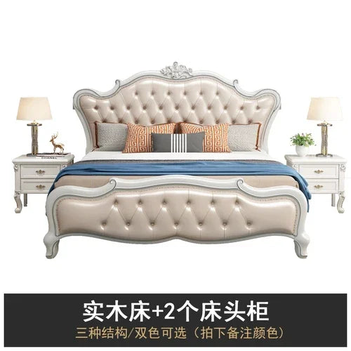 European Luxury Double Bed Modern Whitr King Aesthetic Frame Double Bed High End Sleeping Lit Deux Place Furniture For Bedroom