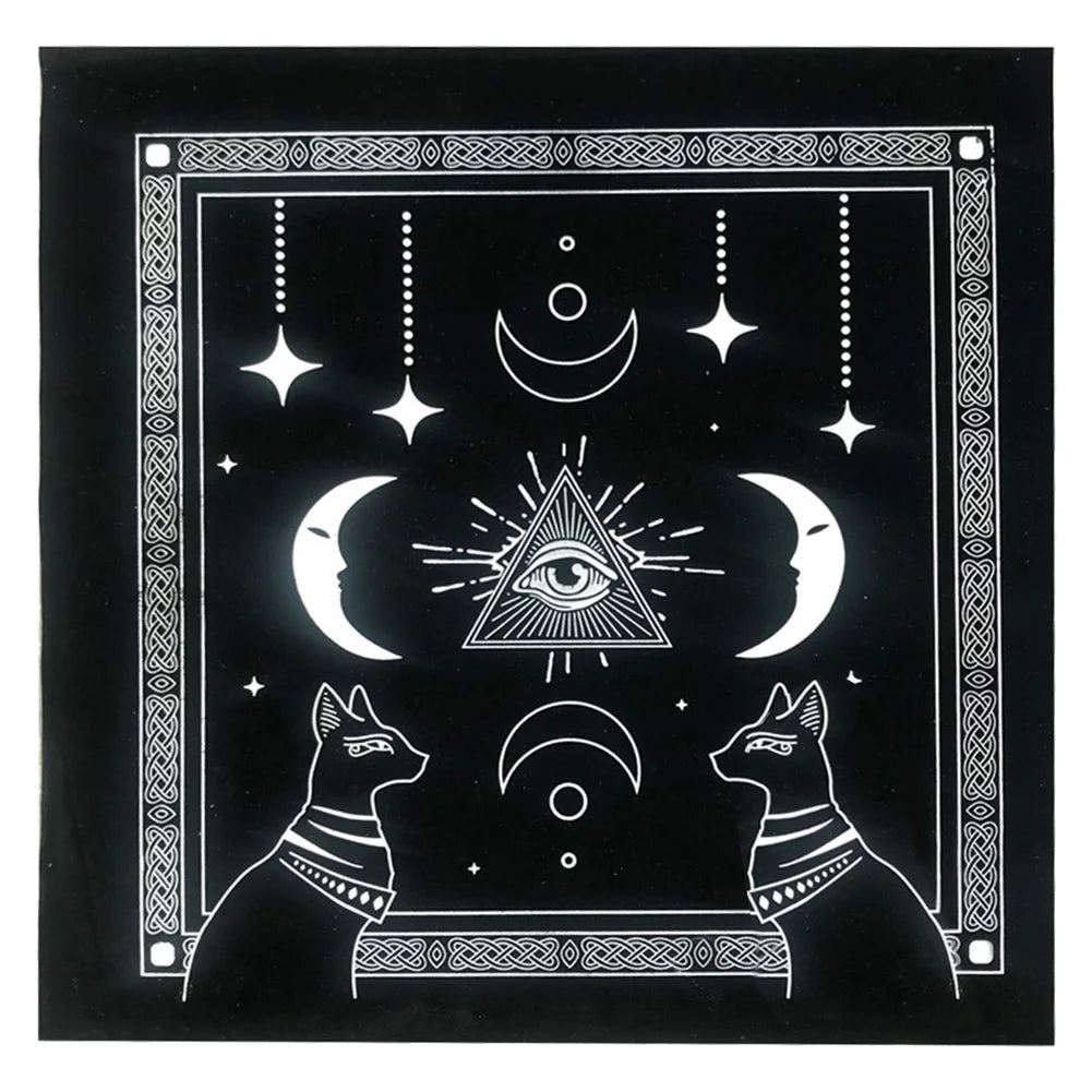 Tarot Card Tablecloth Pentagram Divination Altar Cloth Board Game Fortune Astrology Card Pad Foldable 49x49cm for Solitaire