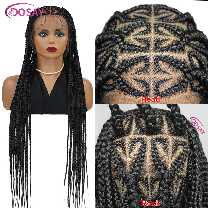 On Sale Heart Box Braids Lace Wig 36 Inches Synthetic Lace Braided Wigs Cornrow Braids Lace Front Wigs For Black Women Clearance